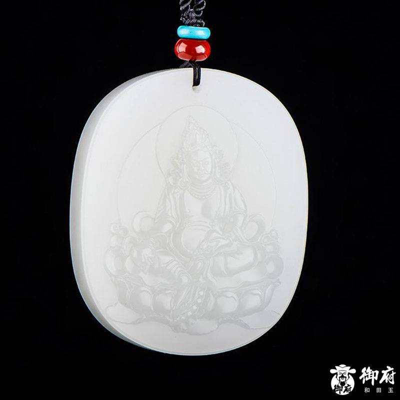 新疆和田玉一级白白玉籽玉玉牌 财神降幅 58.6克 图片6