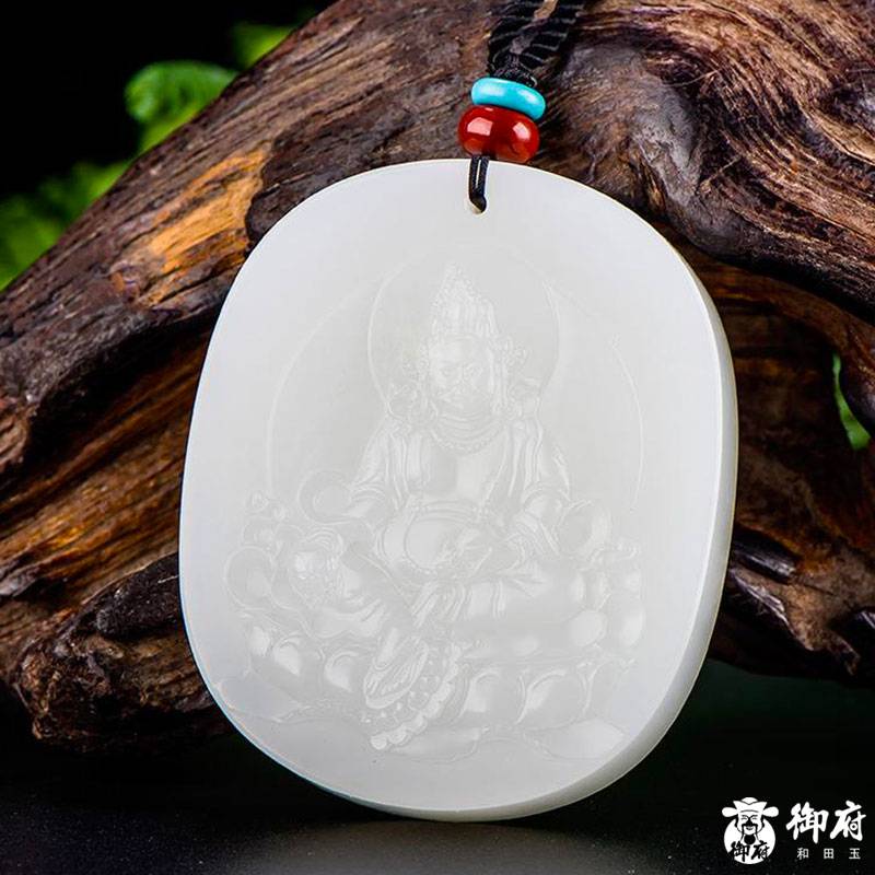 新疆和田玉一级白白玉籽玉玉牌 财神降幅 58.6克