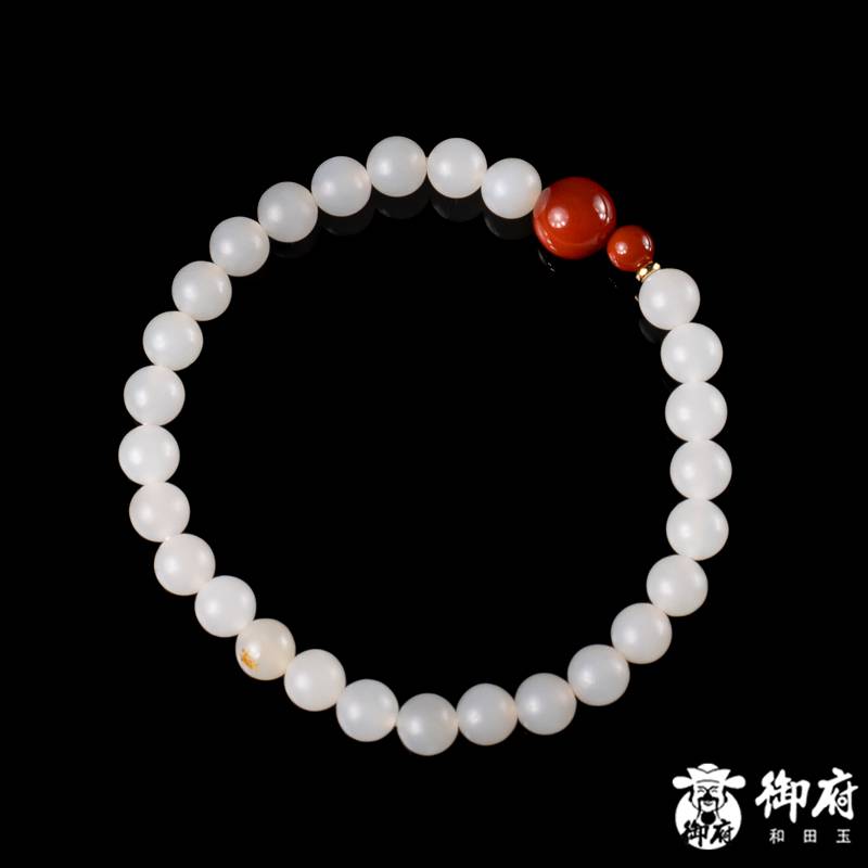 新疆和田玉灑金皮白玉籽玉手串 10克