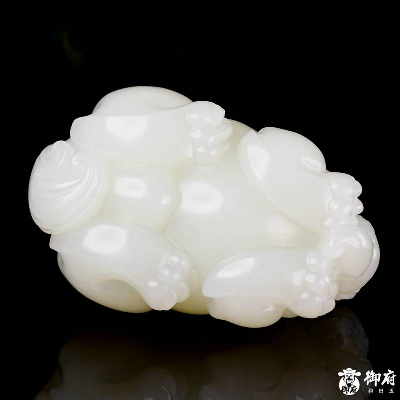 新疆和田玉原毛孔皮白玉籽玉 把件 瑞貅守禄 190.3克 图片10
