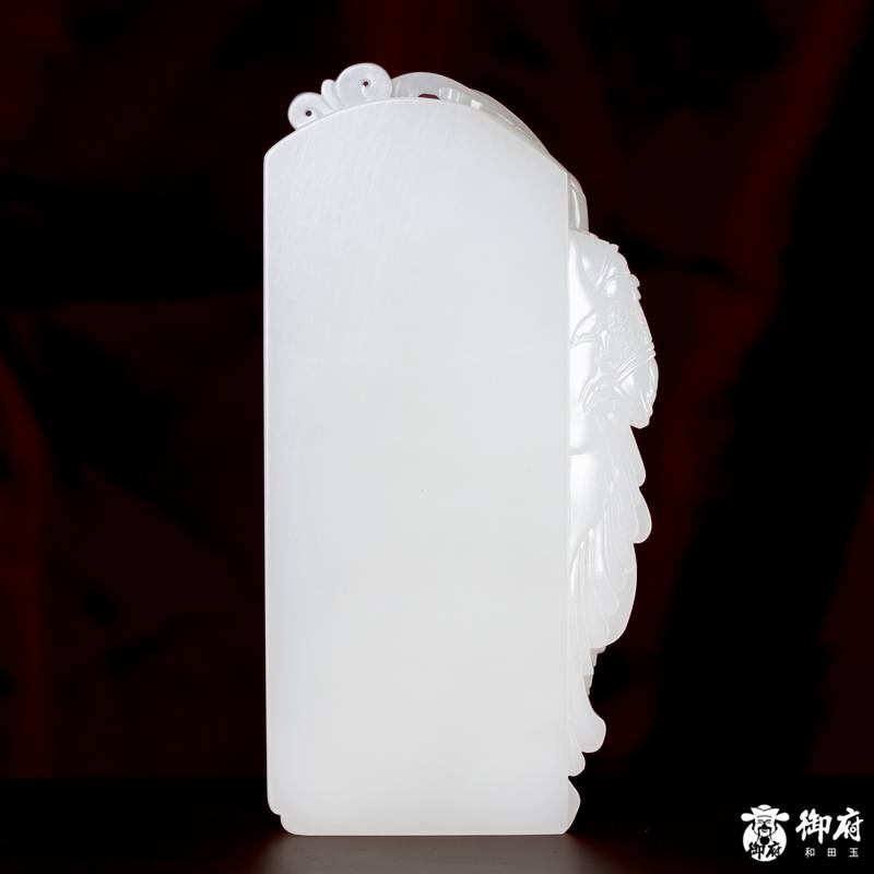 海派玉雕大师付雪飞作品 重231.8克 新疆和田玉原毛孔皮白玉籽料摆件 韦陀天尊 图片10