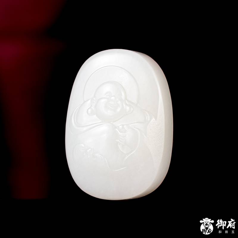新疆和田玉原毛孔皮白玉籽玉挂件 福在眼前 25.1克 图片9