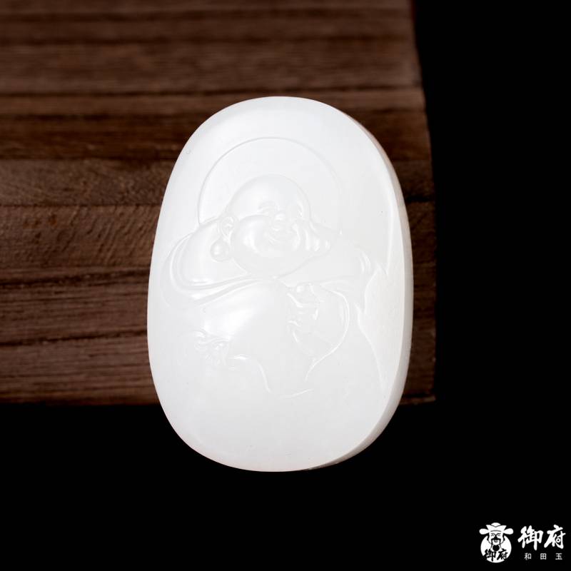 新疆和田玉原毛孔皮白玉籽玉挂件 福在眼前 25.1克 图片4
