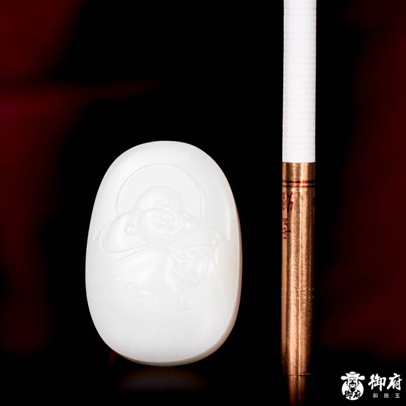 新疆和田玉原毛孔皮白玉籽玉挂件 福在眼前 25.1克