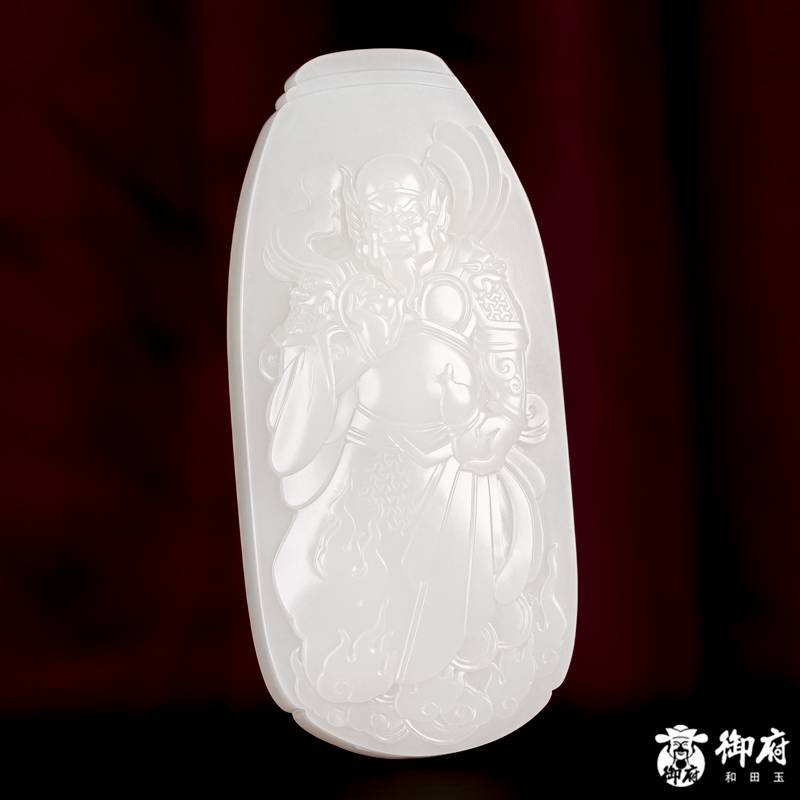 新疆和田玉原毛孔皮白玉籽料 把件 火神真君 170克 图片3