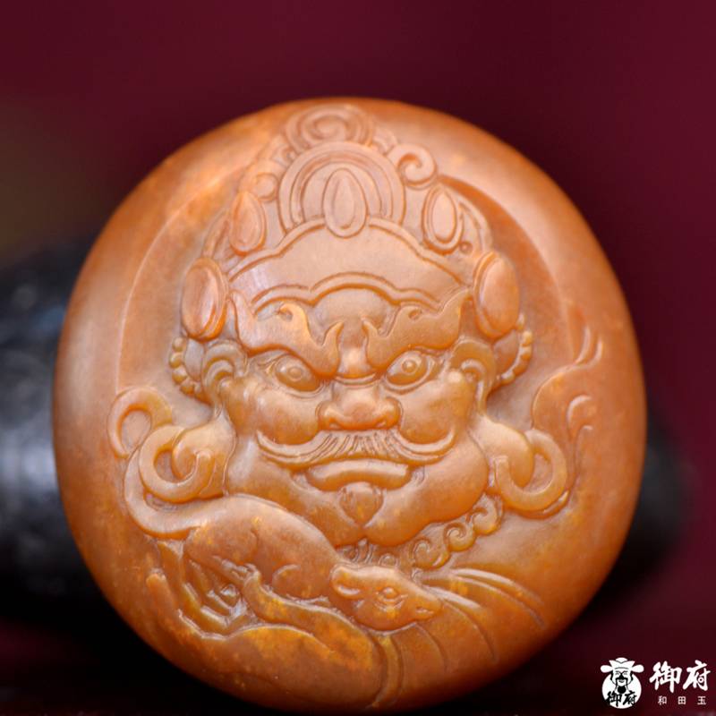 新疆和田玉黄沁籽玉 挂件 黄财神 30克 图片7