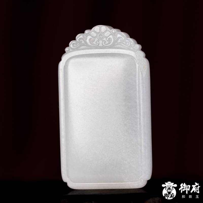 新疆和田玉原毛孔皮白玉籽玉 挂件 无事牌30.9克 图片8