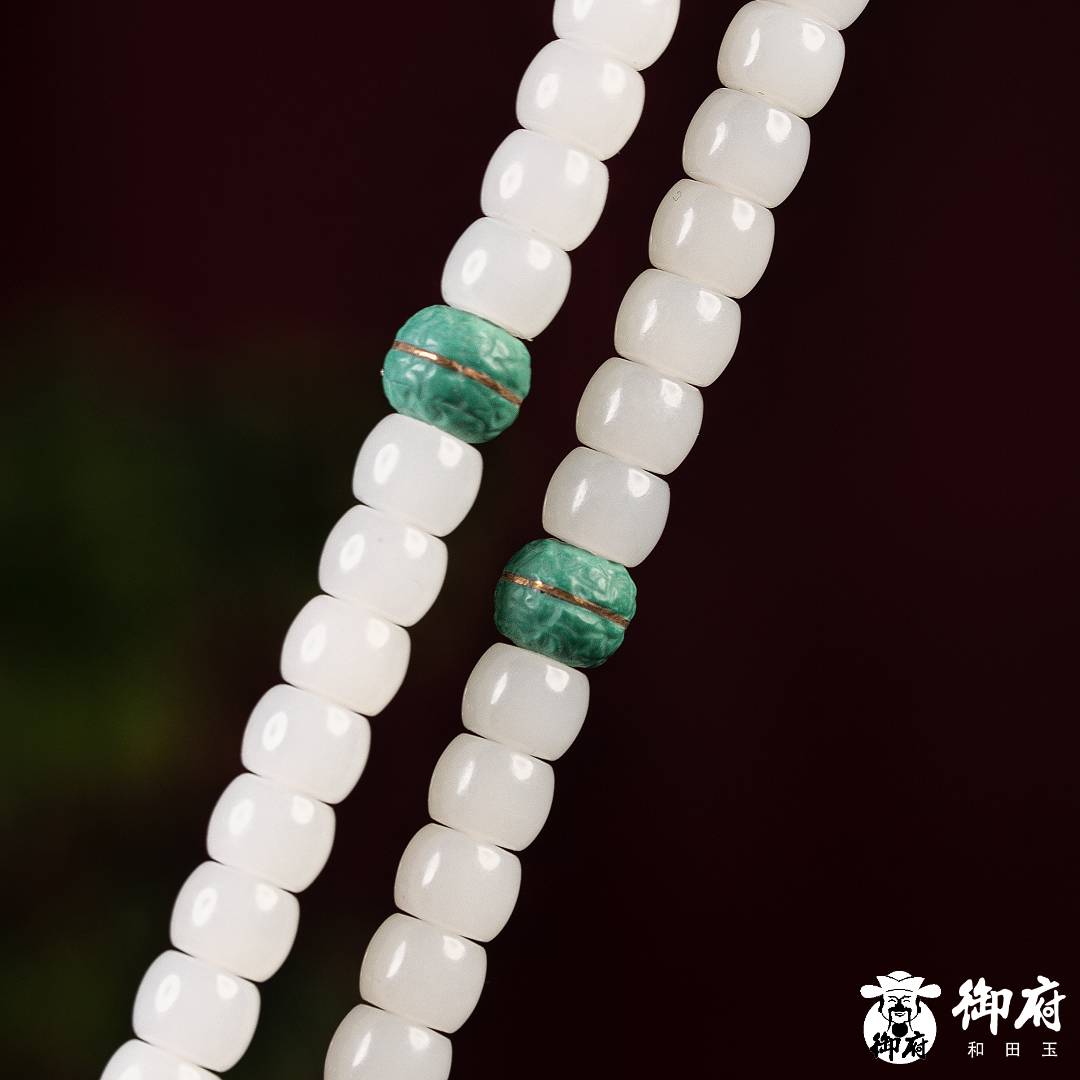 新疆和田玉白玉 项链 108念珠  57.5克 图片5