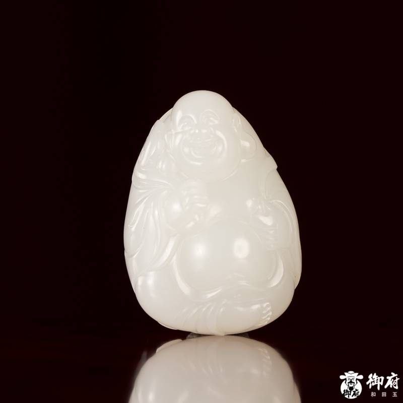新疆和田玉白玉籽玉 挂件 弥勒笑佛 16.4克 图片7