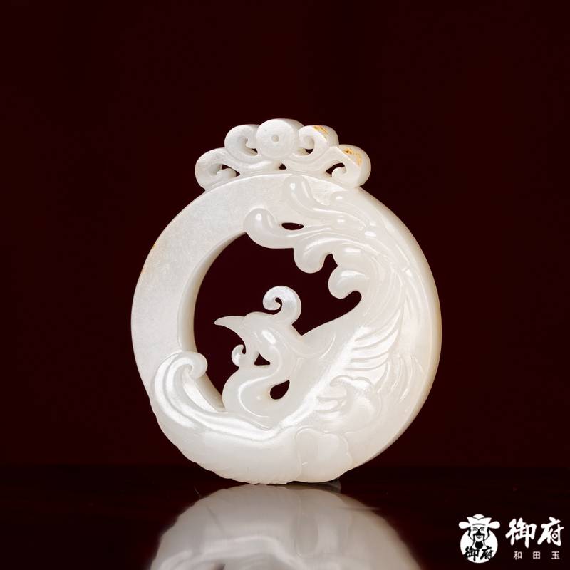 新疆和田玉洒金皮白玉籽玉      挂件      仿古凤    17.1克 图片11