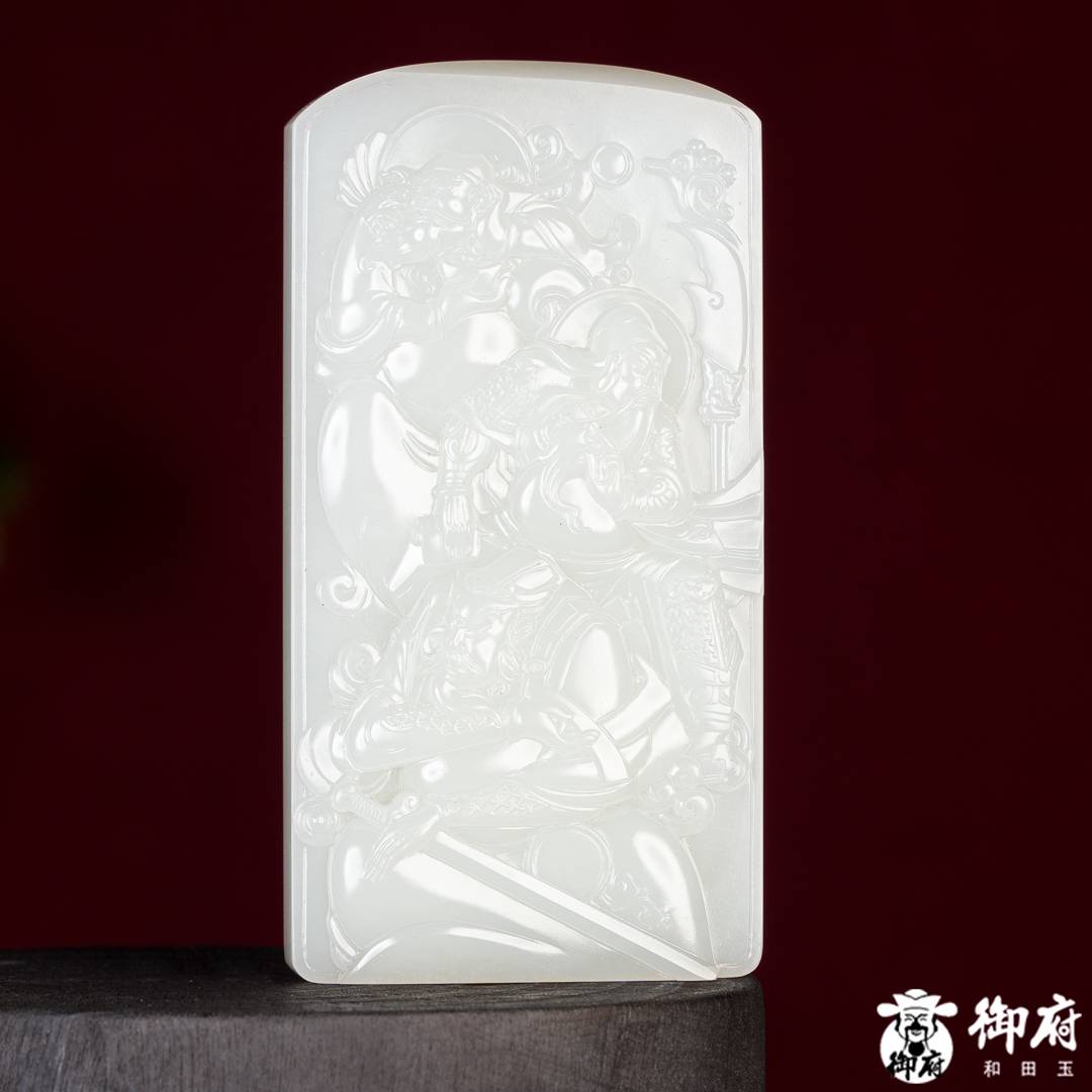 海派玉雕大师付雪飞工作室 重239.5克 新疆和田玉原毛孔皮白玉籽料摆件 桃园三结义 &middot; 肝胆相照 图片5
