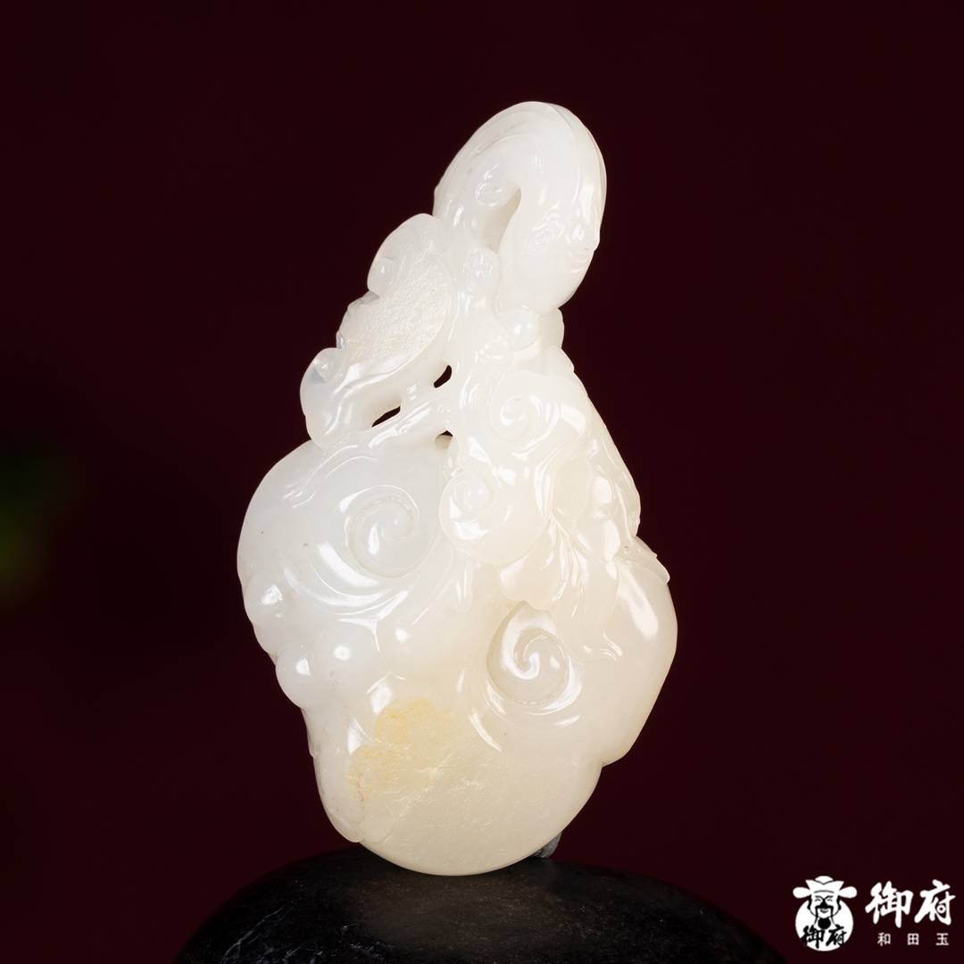 新疆和田玉洒金皮白玉籽玉 把件 灵芝如意 74.5克 图片2