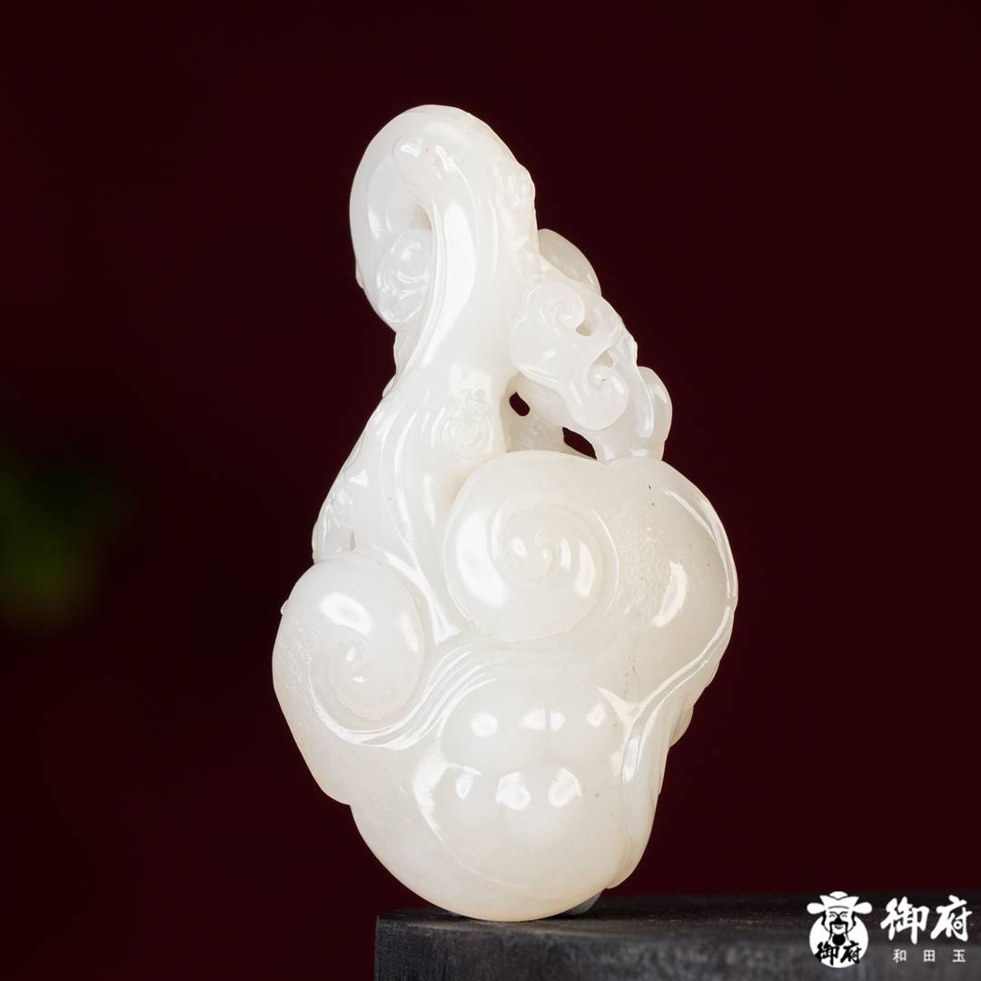 新疆和田玉洒金皮白玉籽玉 把件 灵芝如意 74.5克 图片8