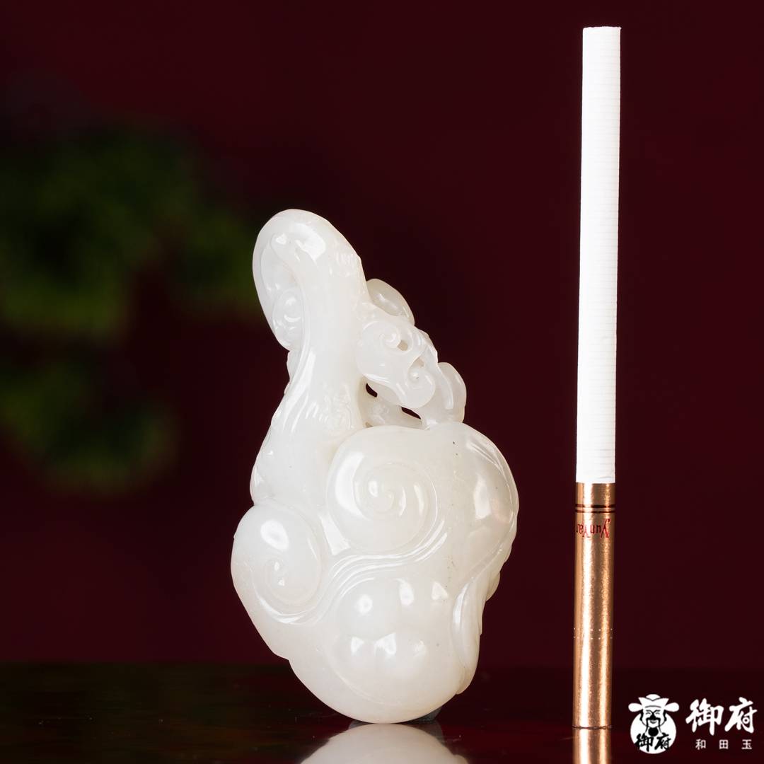 新疆和田玉洒金皮白玉籽玉 把件 灵芝如意 74.5克 图片9