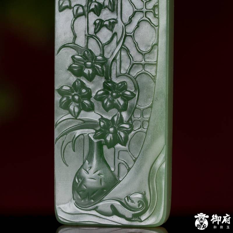 俄罗斯碧玉玉牌 富贵耄耋  45克 图片6