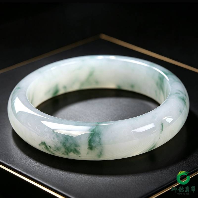 缅甸翡翠A货冰种飘花手镯 69.94克 圈口57mm