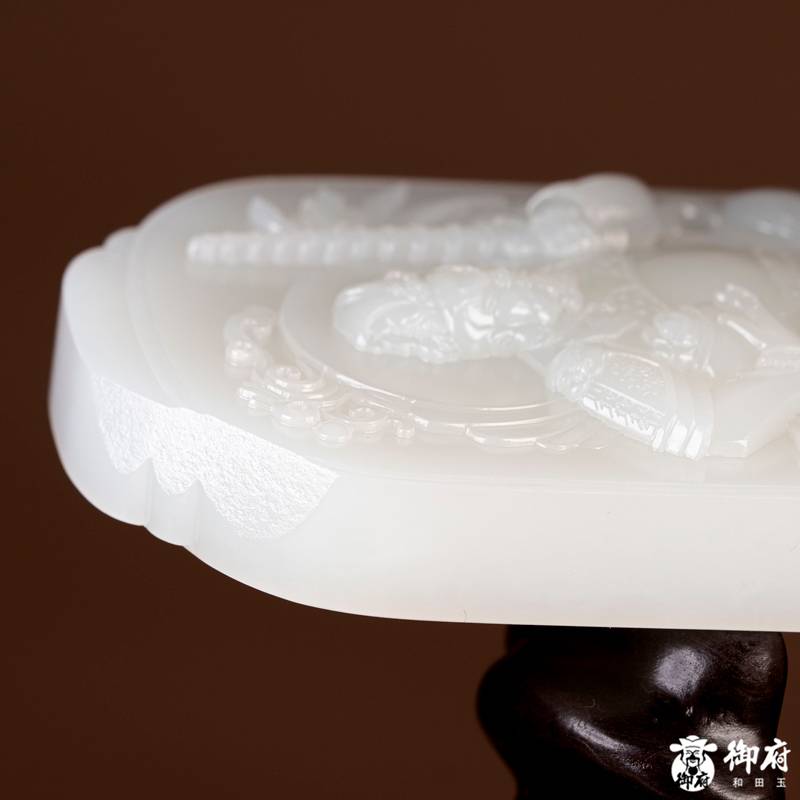 海派玉雕大師付雪飛工作室 重 269.7克新疆和田玉原毛孔皮白玉籽玉玉牌  武財(cái)神&middot;趙公明 圖片4