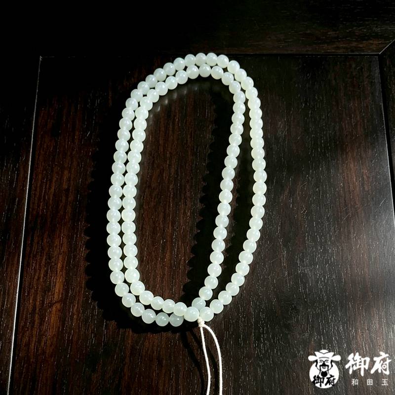 新疆和田玉白玉圆珠手串 19克