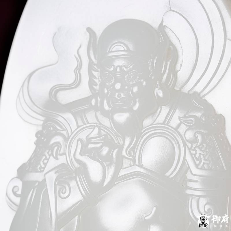 海派玉雕大师付雪飞工作室 重170克 新疆和田玉原毛孔皮白玉籽料  火神真君 170克 图片5