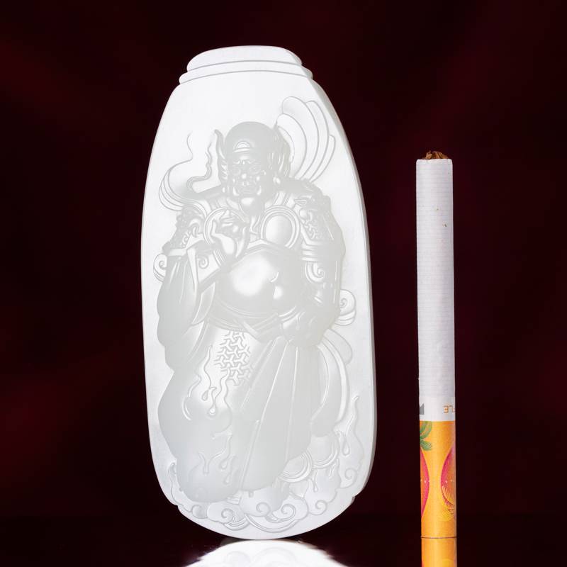 海派玉雕大师付雪飞工作室 重170克 新疆和田玉原毛孔皮白玉籽料  火神真君 170克