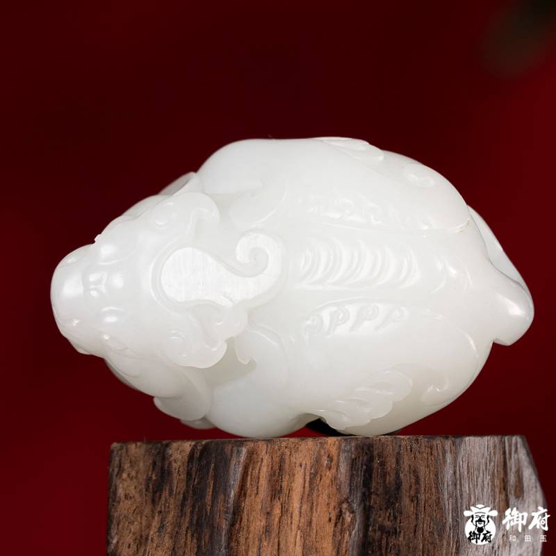 新疆和田玉原毛孔皮白玉籽玉挂件 貔貅 40.8克 图片3