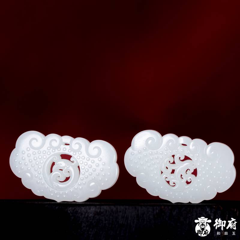 新疆和田玉白玉籽玉对牌 龙凤呈祥 35.7克 图片5