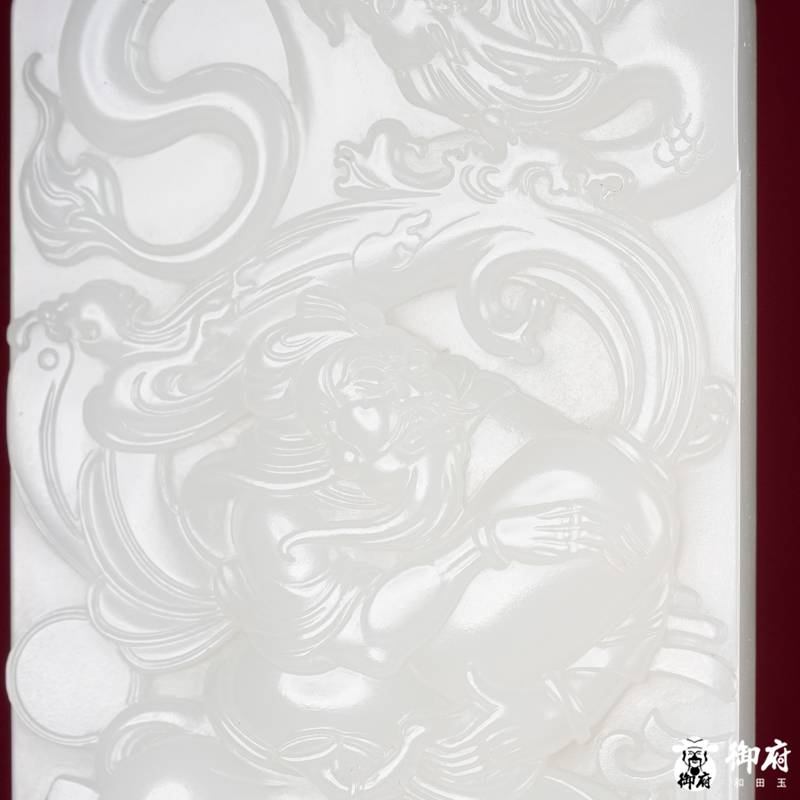 海派玉雕大师付雪飞工作室 重255.8克 新疆和田玉原毛孔皮羊脂白玉籽料摆件 管鲍之交 缩略图7