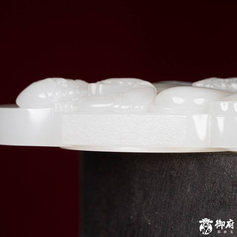 海派玉雕大师付雪飞工作室 重255.8克 新疆和田玉原毛孔皮羊脂白玉籽料摆件 管鲍之交 缩略图8