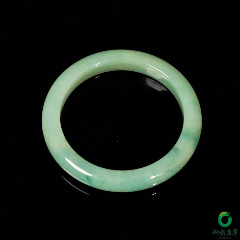缅甸翡翠A货糯冰种飘绿手镯 45.6克 内径55mm 缩略图1