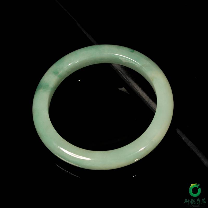 缅甸翡翠A货糯冰种飘绿手镯 45.6克 内径55mm 缩略图8