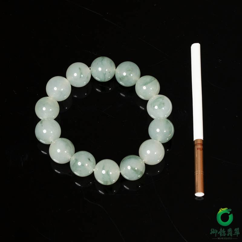 缅甸翡翠A货冰种飘花圆珠手串 83.5克 缩略图1