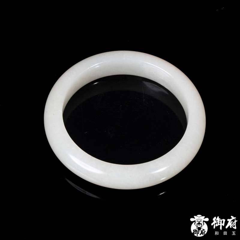 新疆和田玉原毛孔皮白玉籽玉平安镯 52.8克 内径56mm
