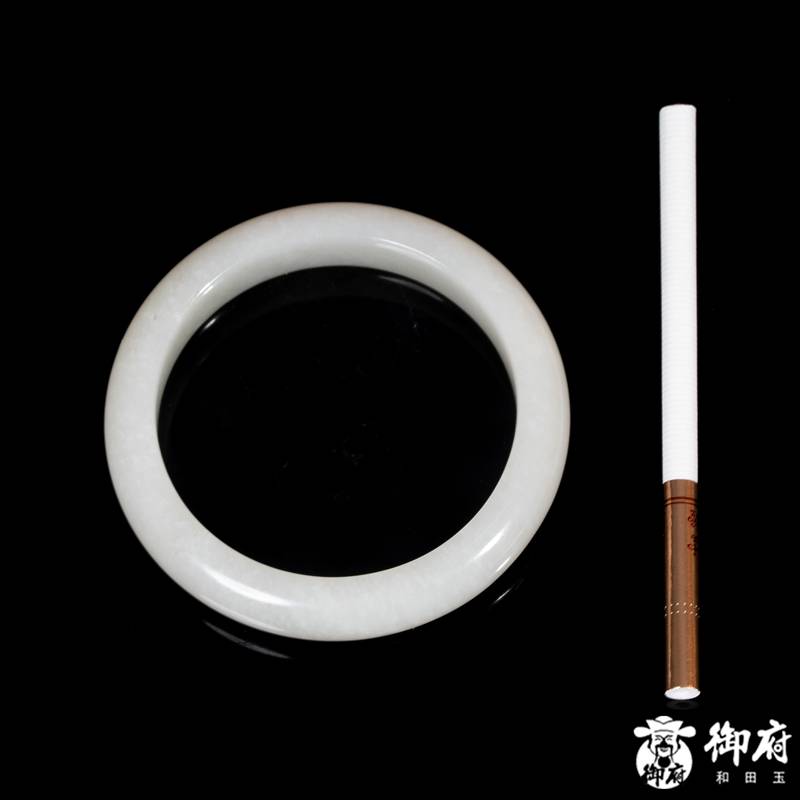 新疆和田玉原毛孔皮白玉籽玉平安镯 52.8克 内径56mm