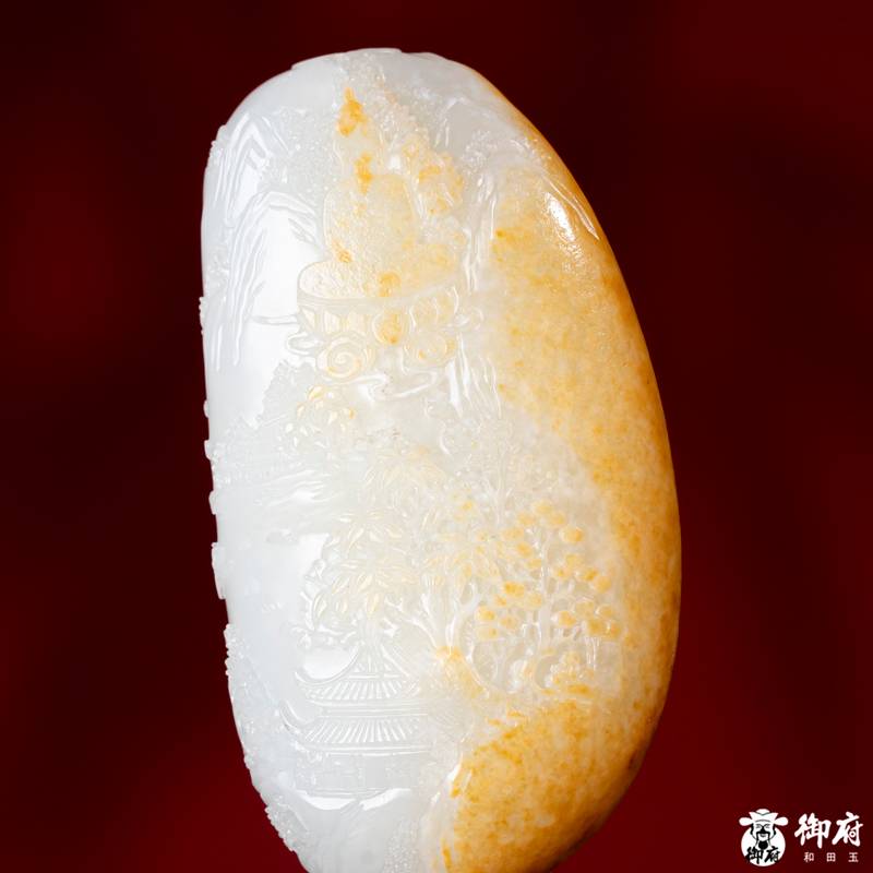 新疆和田玉洒金皮白玉独籽把件 无相佛 97.4克 图片3