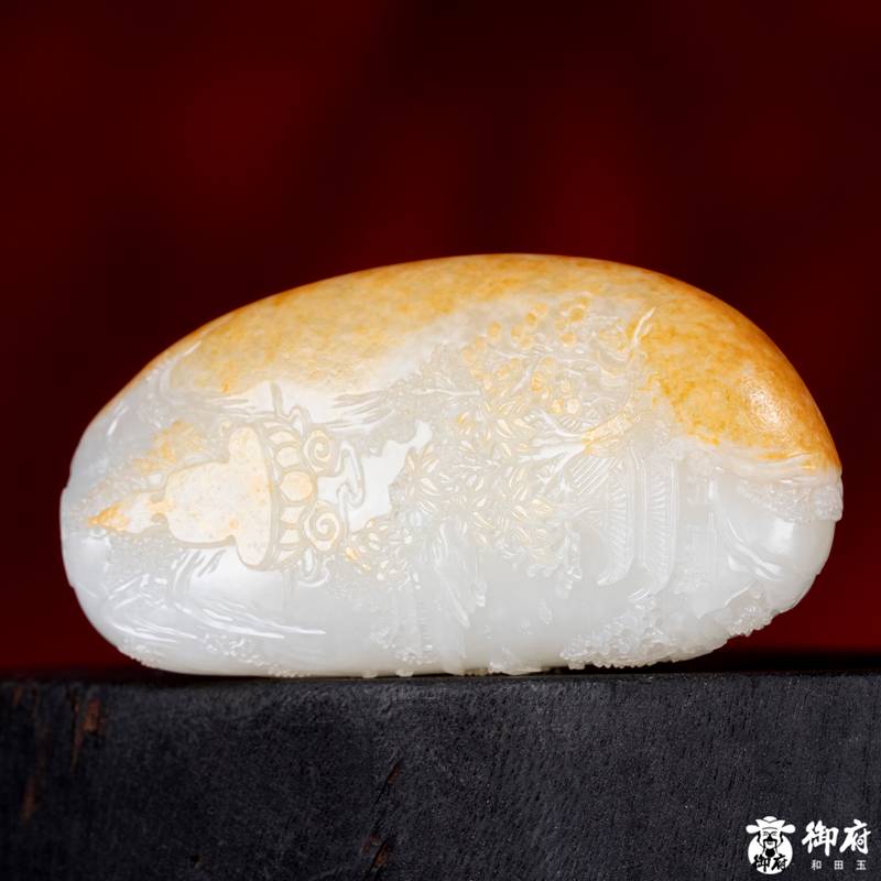 新疆和田玉洒金皮白玉独籽把件 无相佛 97.4克 图片9
