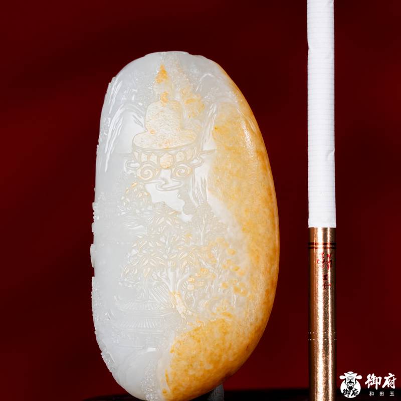 新疆和田玉洒金皮白玉独籽把件 无相佛 97.4克 图片10