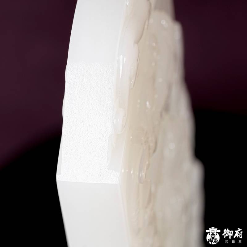 海派玉雕大师付雪飞工作室 重354.2克 新疆和田玉原毛孔皮白玉籽料摆件 韦陀天尊&middot;护法降魔 图片7