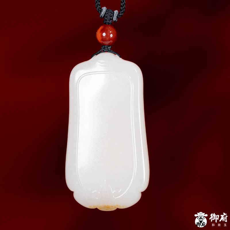 新疆和田玉洒金皮白玉籽玉玉牌 平安无事牌 48.6克 图片4