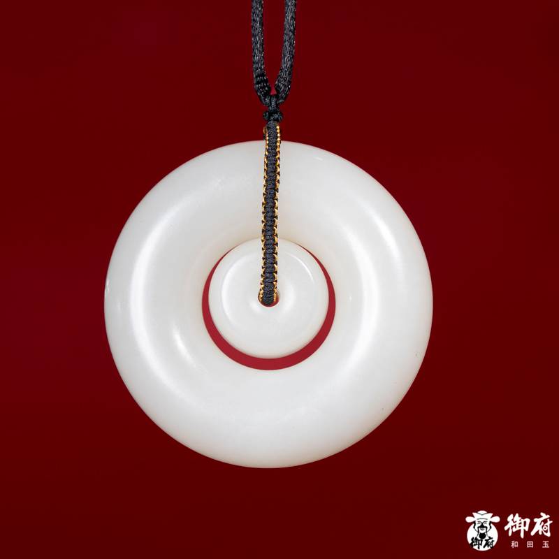 新疆和田玉白玉籽玉挂件 同心环&middot;子母平安扣 80克 图片3