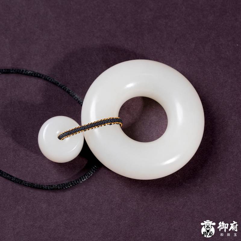 新疆和田玉白玉籽玉挂件 同心环&middot;子母平安扣 80克 图片12
