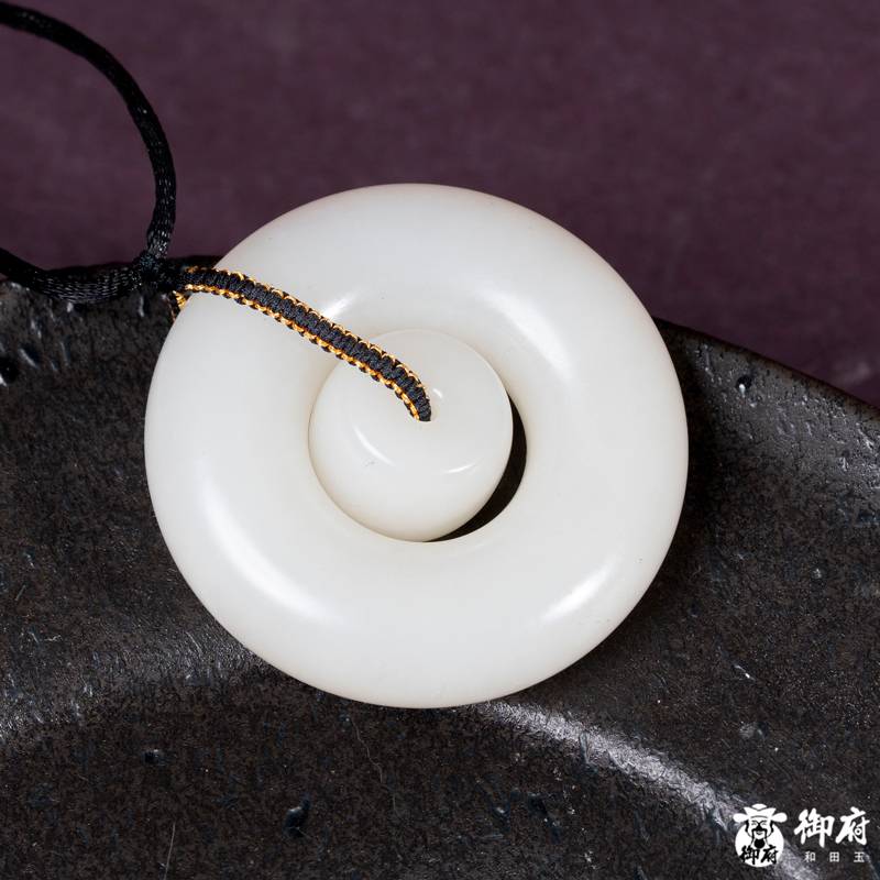 新疆和田玉白玉籽玉挂件 同心环&middot;子母平安扣 80克 图片10