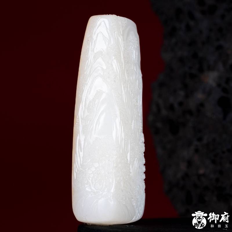 新疆和田玉洒金皮白玉籽玉玉牌 观山悟禅 79.4克 图片6