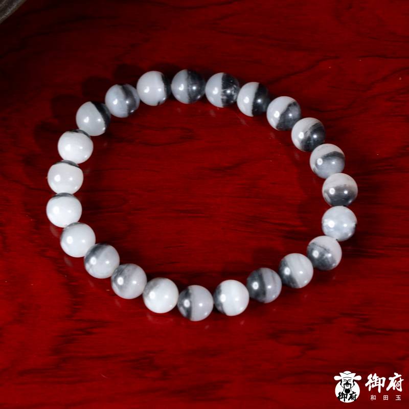 新疆和田玉青花籽玉手链 云墨清珠 17.8克 图片3