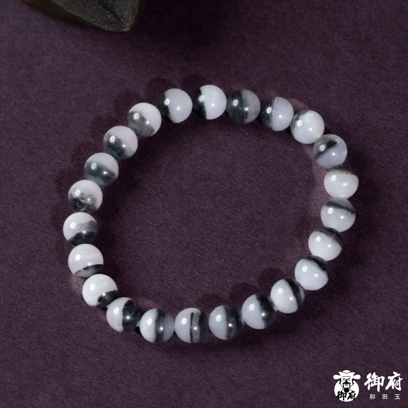 新疆和田玉青花籽玉手链 云墨清珠 17.8克 图片4