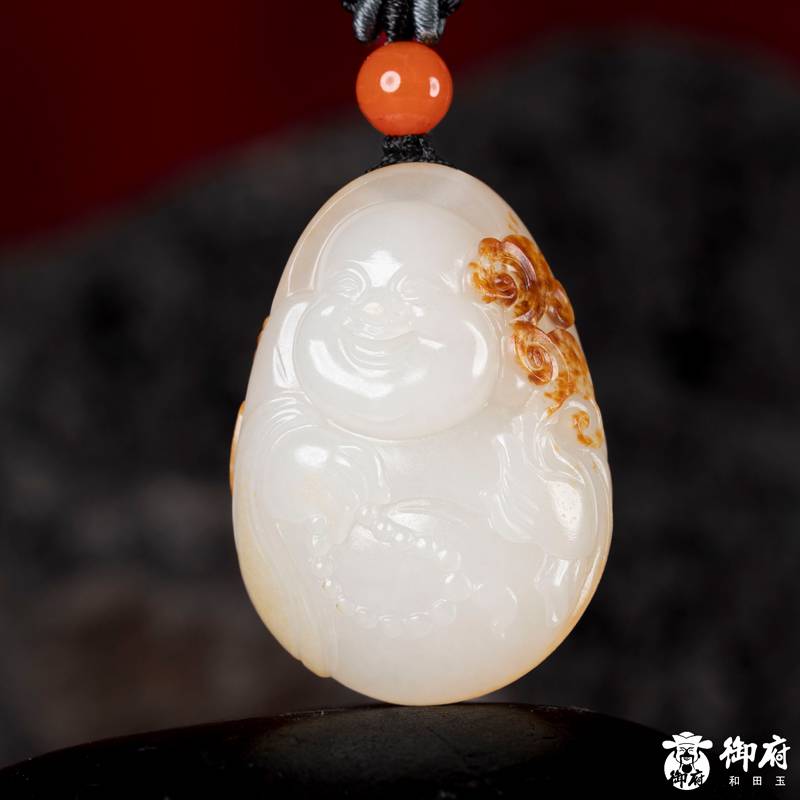 新疆和田玉黄皮白玉籽玉挂件福在眼前 23克 图片2