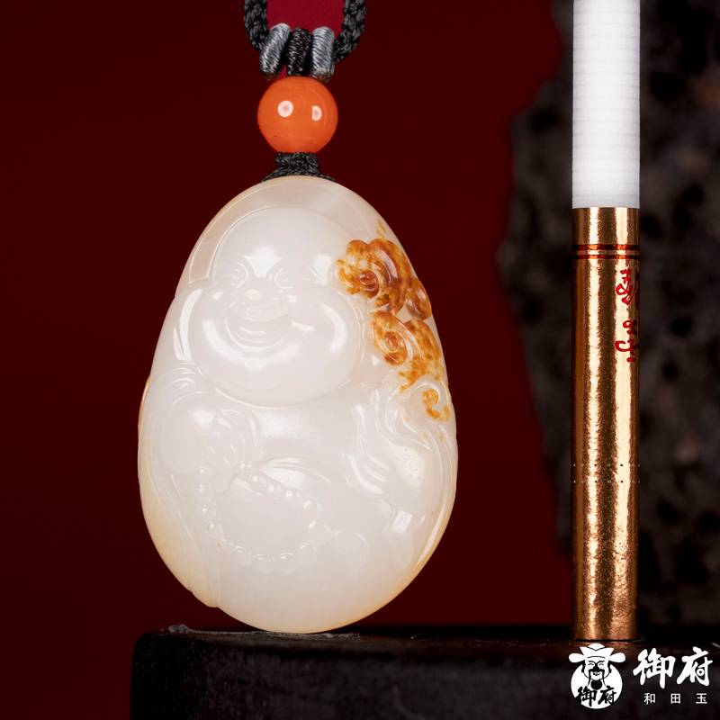新疆和田玉黄皮白玉籽玉挂件福在眼前 23克 图片9