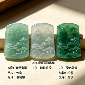 翡翠B+C货怎么鉴别，酸洗加染色双重处理结构更疏松