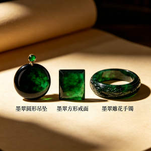 翡翠袖扣选什么颜色配西装，深色墨翠配银边更沉稳