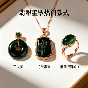 翡翠袖扣选什么颜色配西装，深色墨翠配银边更沉稳