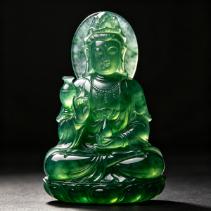翡翠观音吊坠的整体体态与开脸细节对比